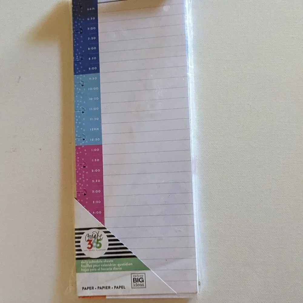 NWT Happy Planner 60pgs 'Daily Schedule Sheets' Big Hourly Half Sheet Paper Pack
